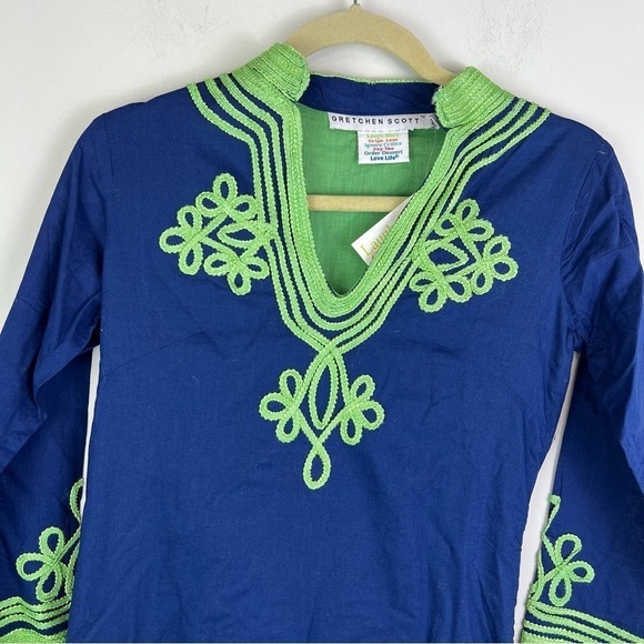 Gretchen Scott Dress womens XS Navy and Kelly Green Trim Tunic Dress - Picture 4 of 10
